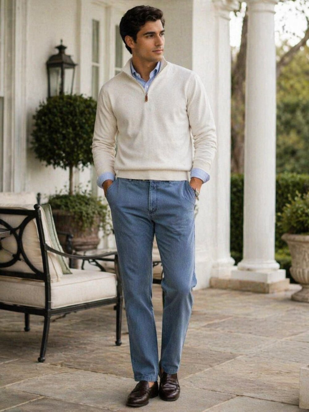 Peter Millar Chino Pants Slacks 33 100% Pima Cotton Blue Grey Khaki Faded Casual